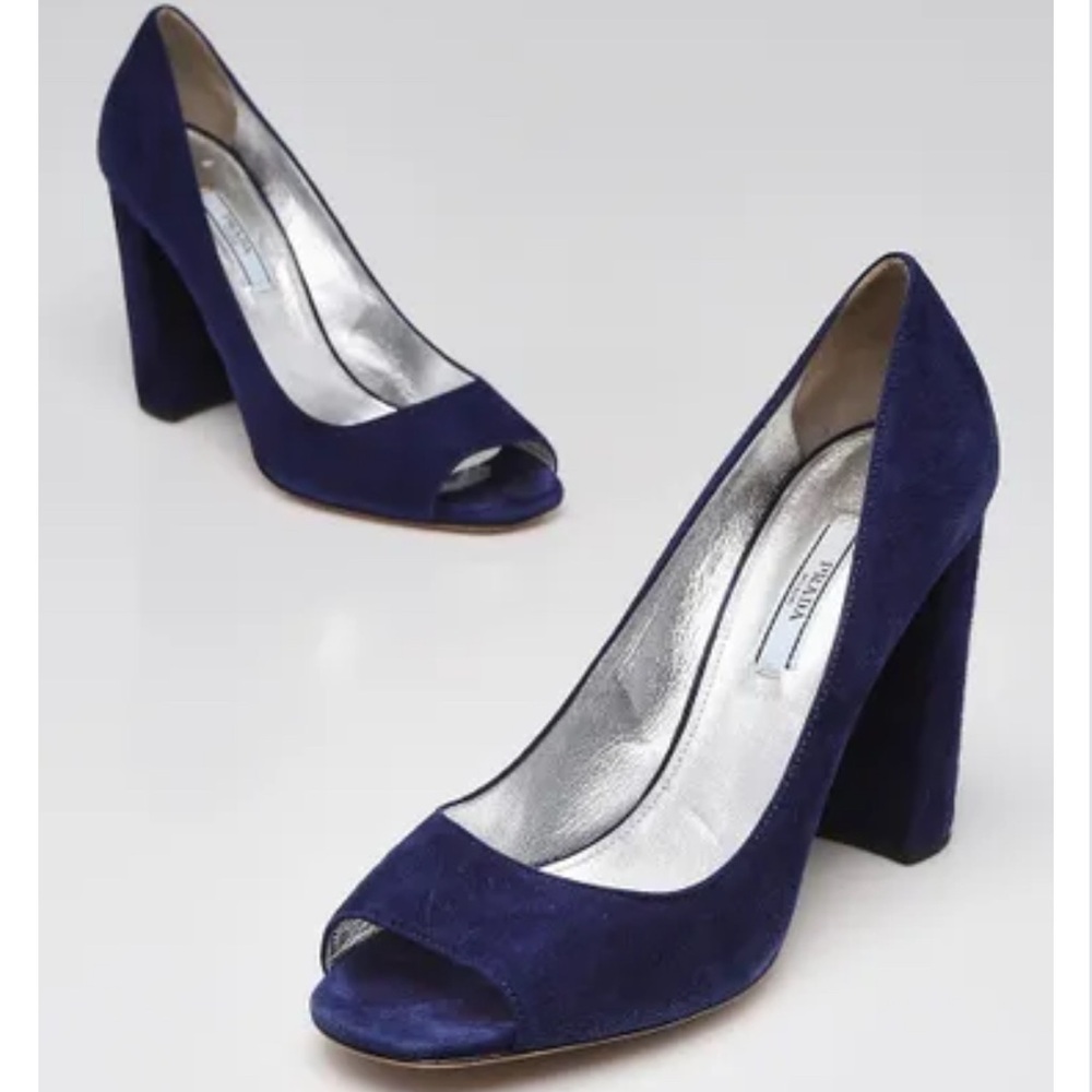 Prada Women's Navy Peep Toe Heels
